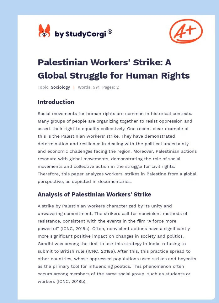 Palestinian Workers' Strike: A Global Struggle for Human Rights. Page 1