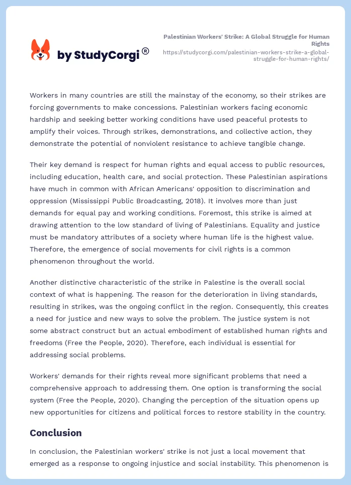 Palestinian Workers' Strike: A Global Struggle for Human Rights. Page 2