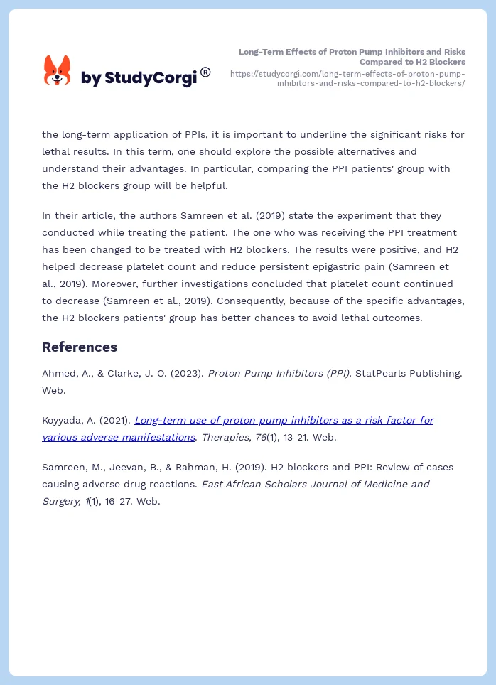 Long-Term Effects of Proton Pump Inhibitors and Risks Compared to H2 Blockers. Page 2