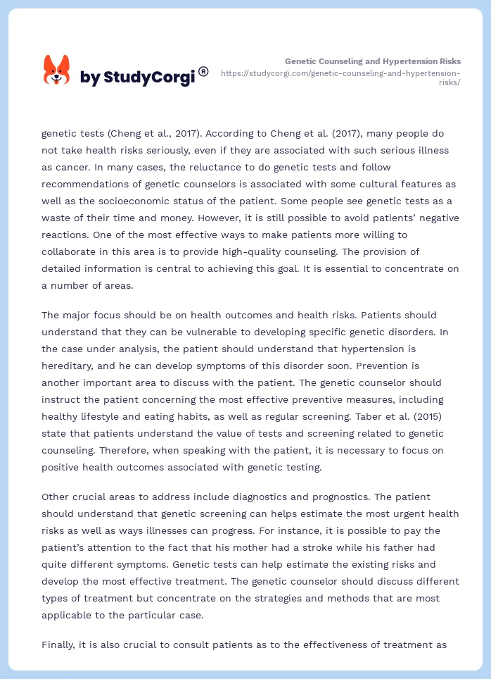 Genetic Counseling and Hypertension Risks. Page 2