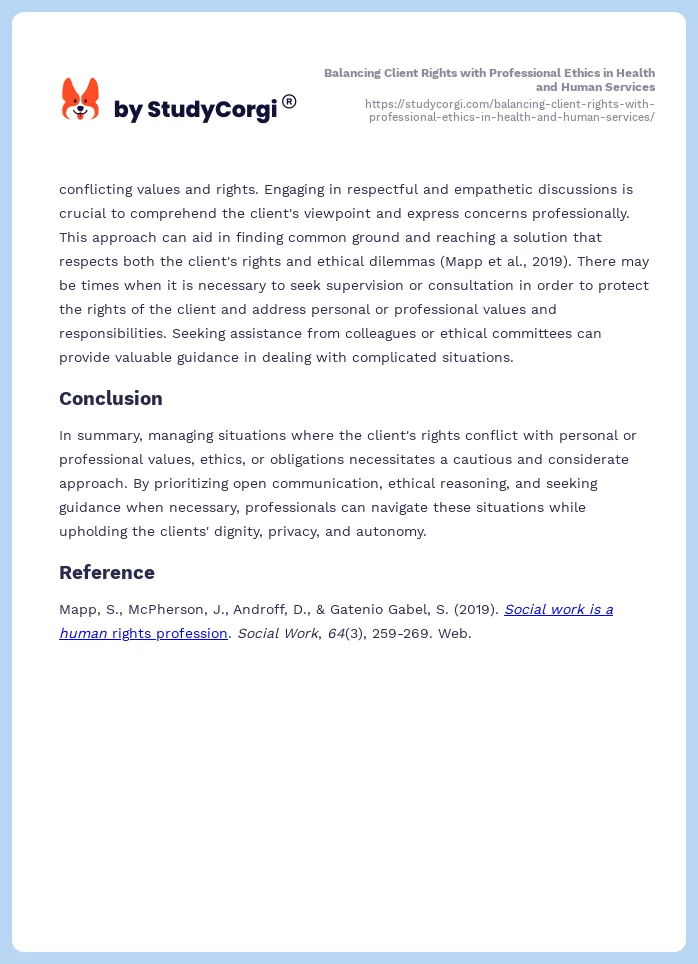 Balancing Client Rights with Professional Ethics in Health and Human Services. Page 2