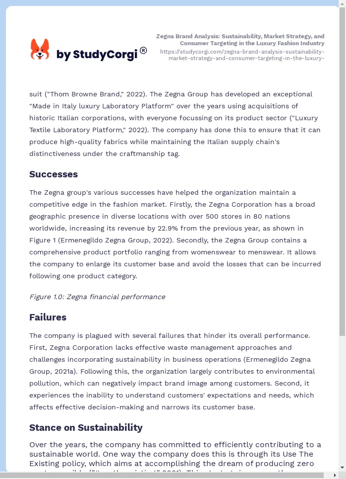 Zegna Brand Analysis: Sustainability, Market Strategy, and Consumer Targeting in the Luxury Fashion Industry. Page 2