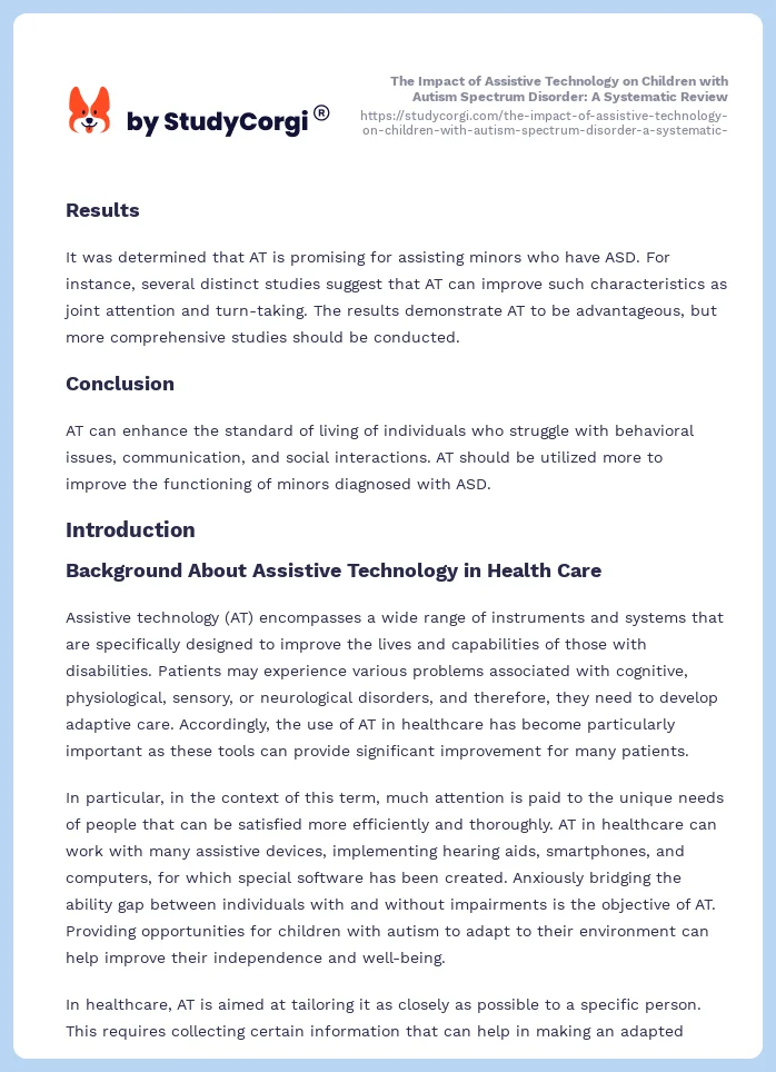 The Impact of Assistive Technology on Children with Autism Spectrum Disorder: A Systematic Review. Page 2