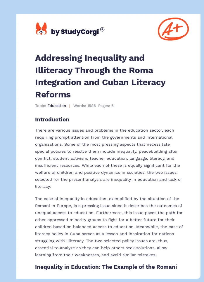 Addressing Inequality and Illiteracy Through the Roma Integration and Cuban Literacy Reforms. Page 1