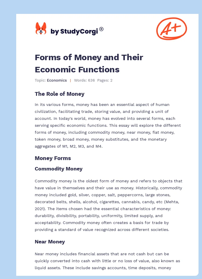 Forms of Money and Their Economic Functions. Page 1