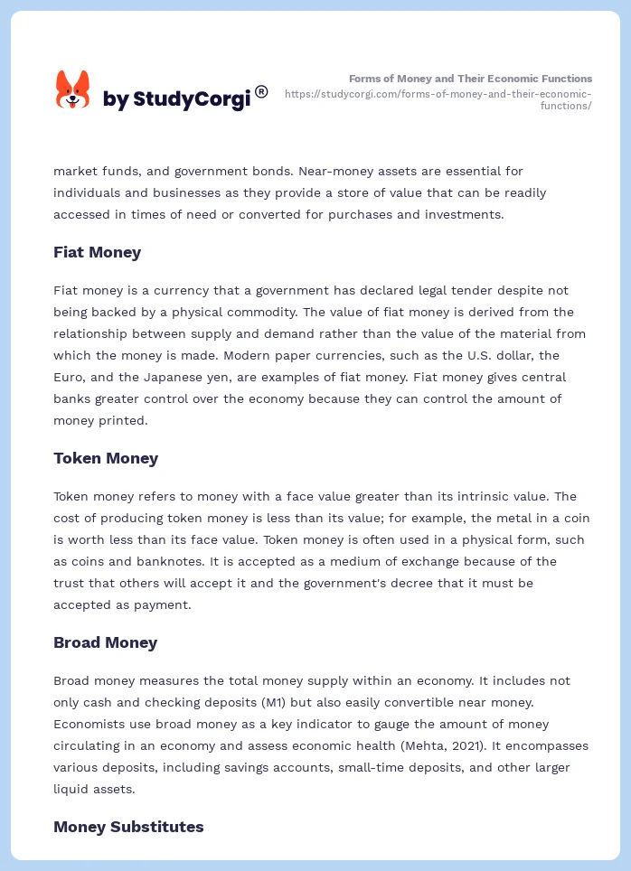 Forms of Money and Their Economic Functions. Page 2