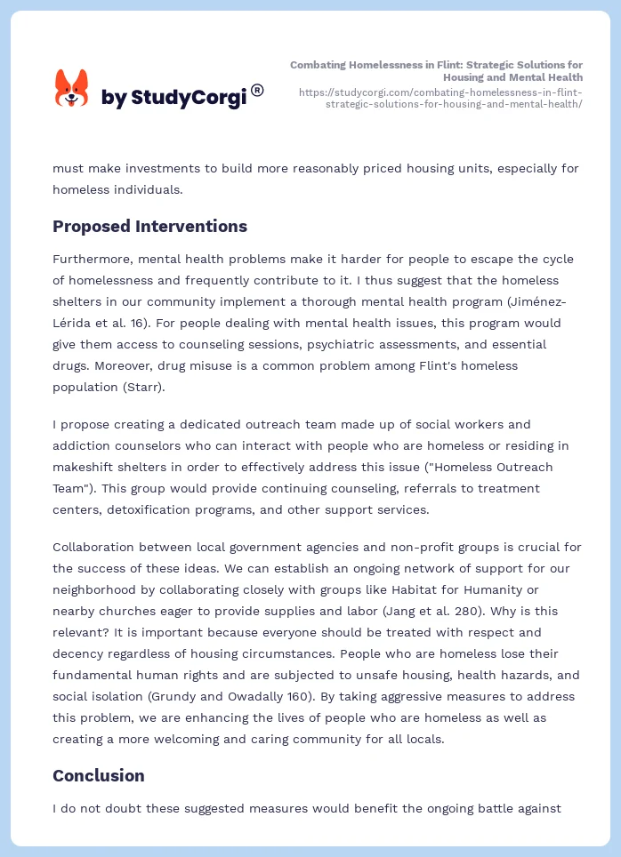Combating Homelessness in Flint: Strategic Solutions for Housing and Mental Health. Page 2