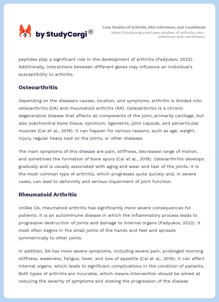 Case Studies of Arthritis, Skin Infections, and Candidiasis. Page 2