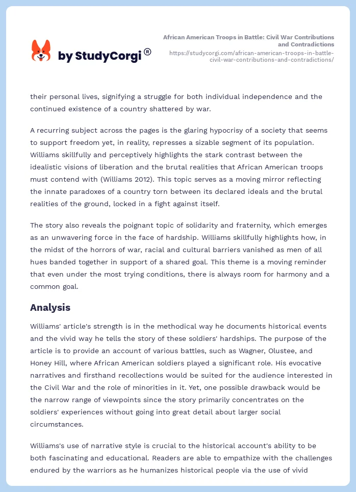 African American Troops in Battle: Civil War Contributions and Contradictions. Page 2