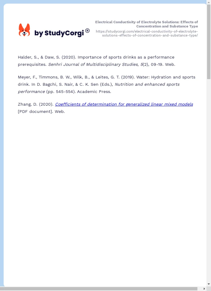 Electrical Conductivity of Electrolyte Solutions: Effects of Concentration and Substance Type. Page 2