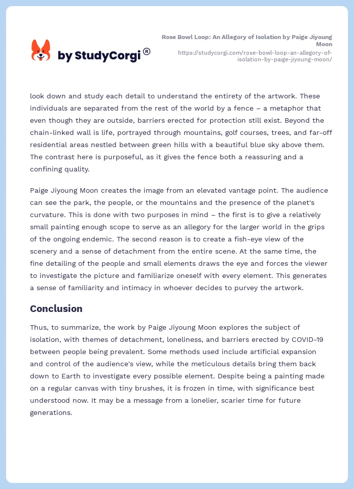 Rose Bowl Loop: An Allegory of Isolation by Paige Jiyoung Moon. Page 2