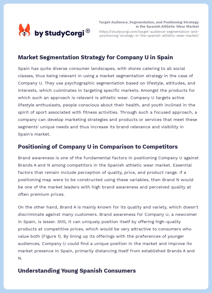 Target Audience, Segmentation, and Positioning Strategy in the Spanish Athletic Wear Market. Page 2