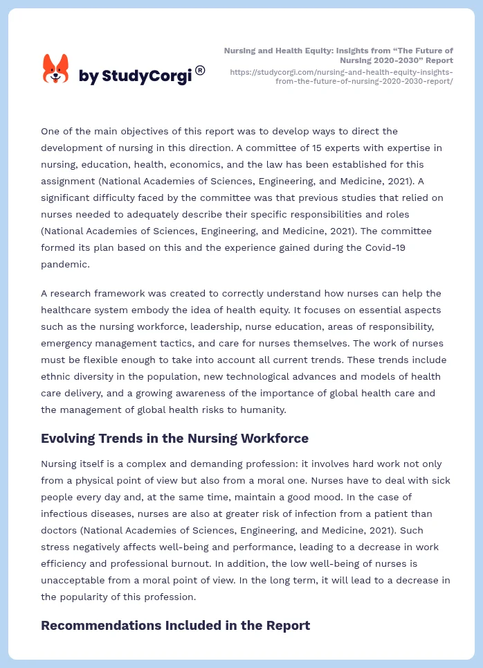 Nursing and Health Equity: Insights from “The Future of Nursing 2020-2030” Report. Page 2