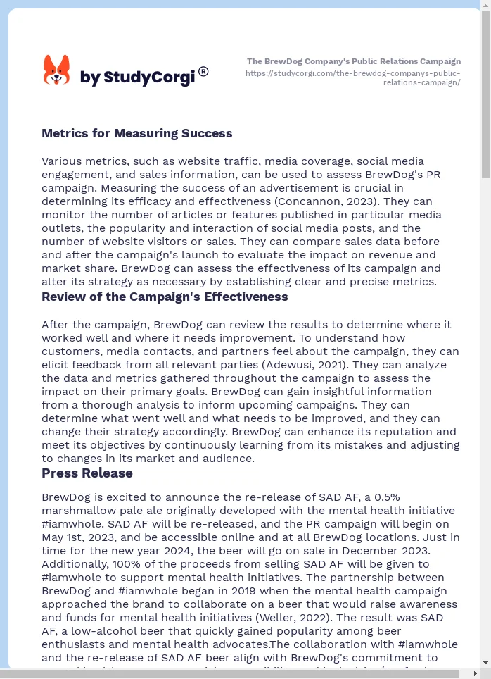 The BrewDog Company's Public Relations Campaign. Page 2