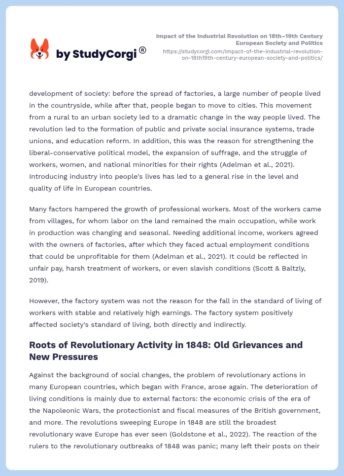 Impact of the Industrial Revolution on 18th–19th Century European Society and Politics. Page 2