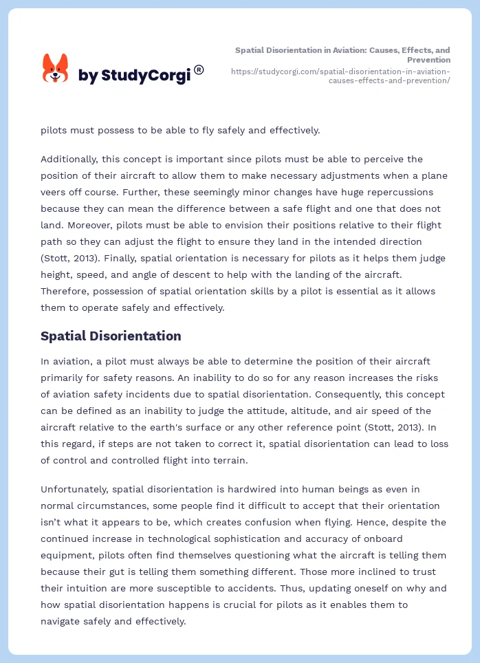 Spatial Disorientation in Aviation: Causes, Effects, and Prevention. Page 2