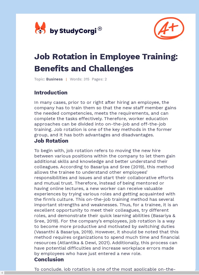 Job Rotation in Employee Training: Benefits and Challenges. Page 1