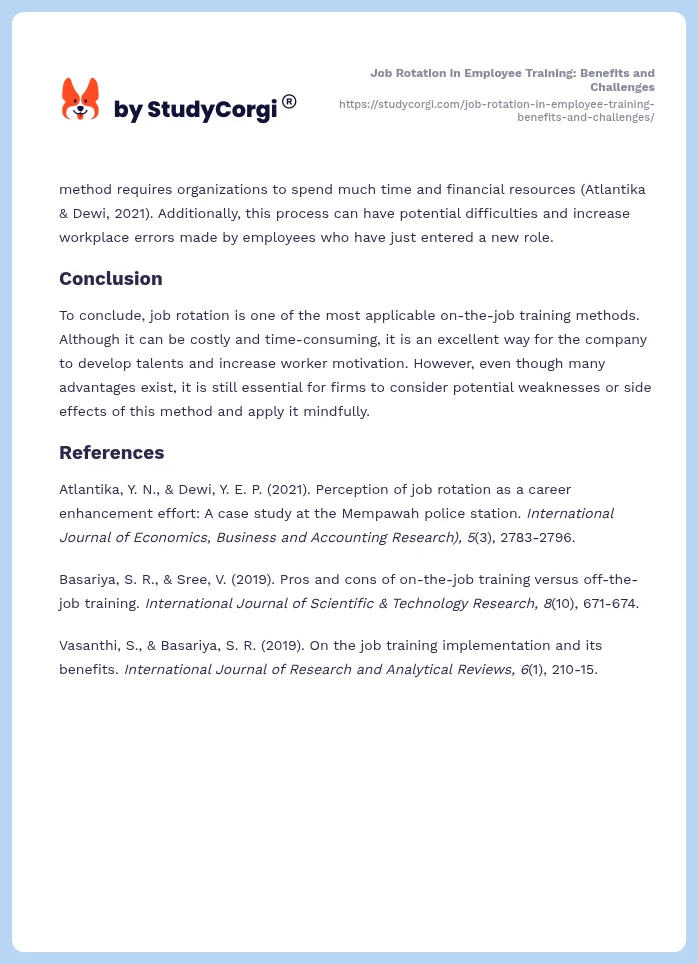 Job Rotation in Employee Training: Benefits and Challenges. Page 2