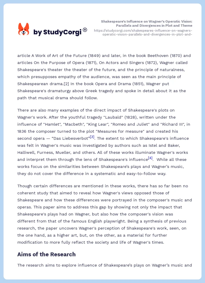 Shakespeare’s Influence on Wagner’s Operatic Vision: Parallels and Divergences in Plot and Theme. Page 2