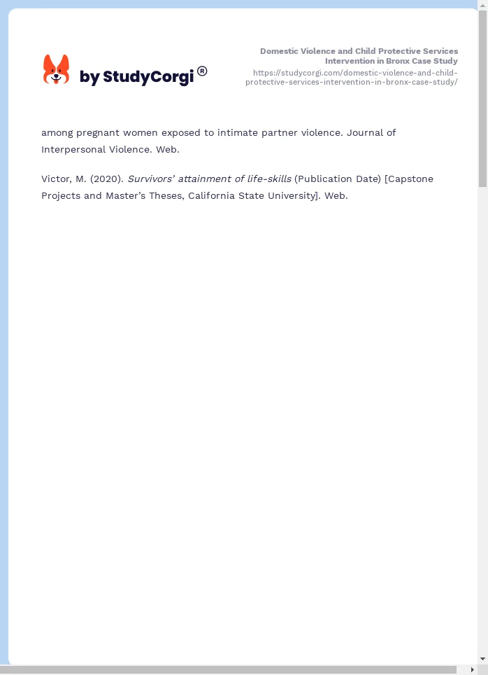 Domestic Violence and Child Protective Services Intervention in Bronx Case Study. Page 2
