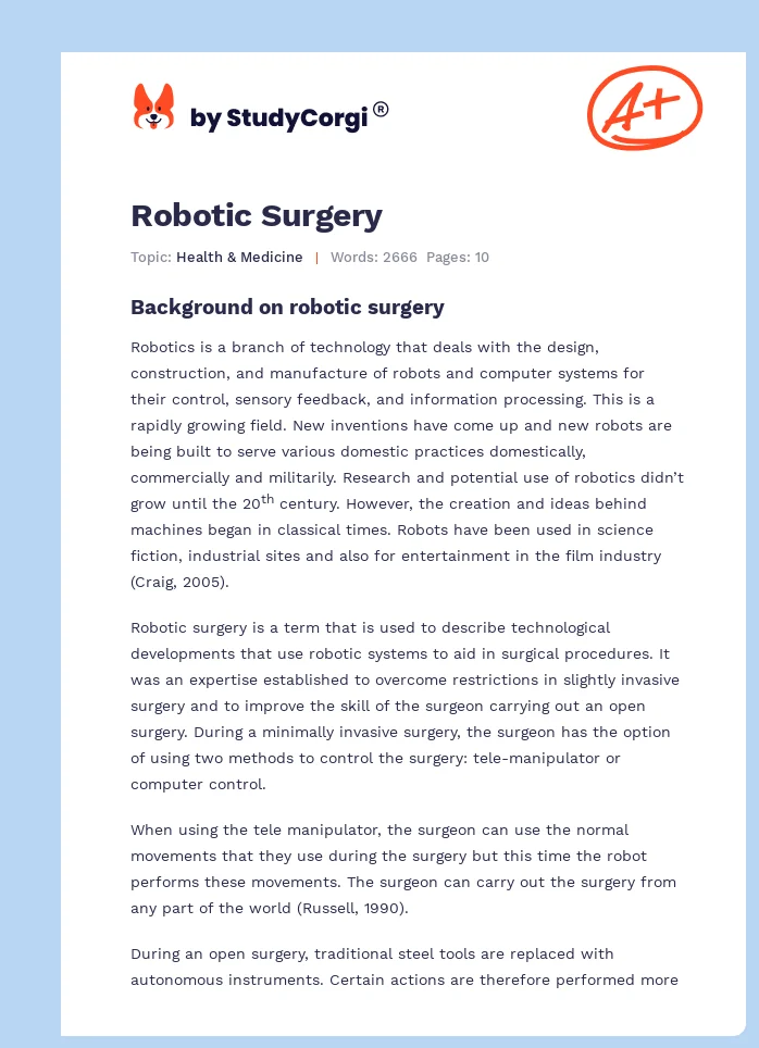 Robotic Surgery. Page 1