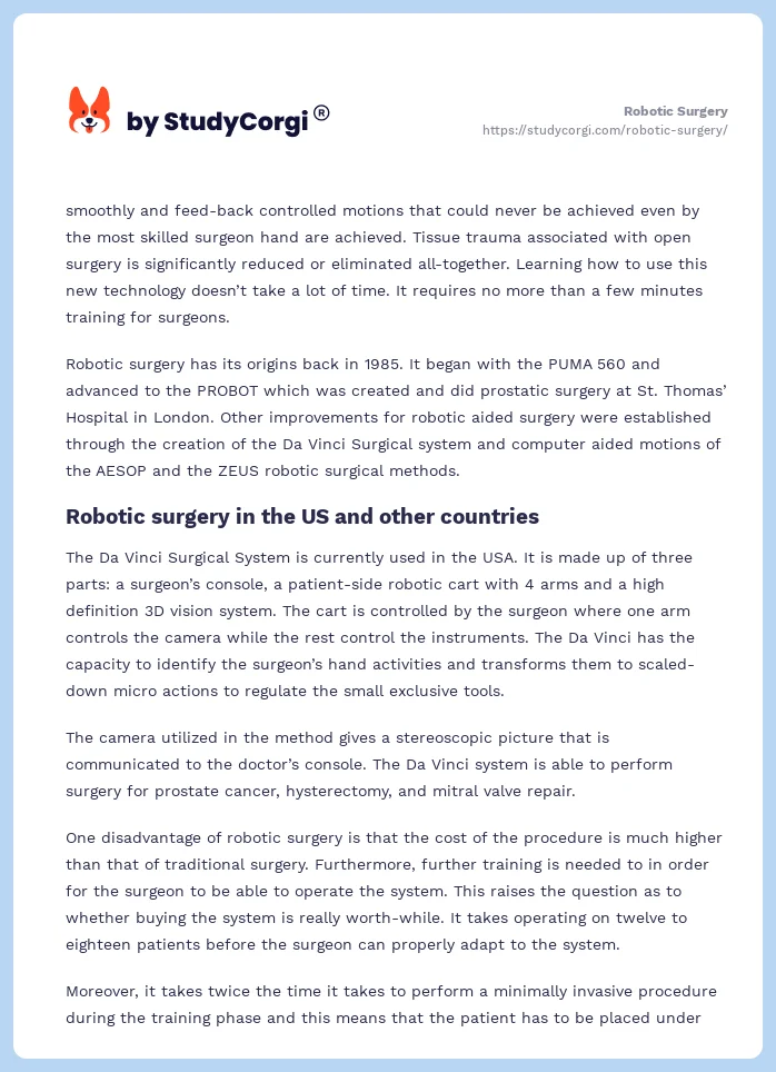 Robotic Surgery. Page 2
