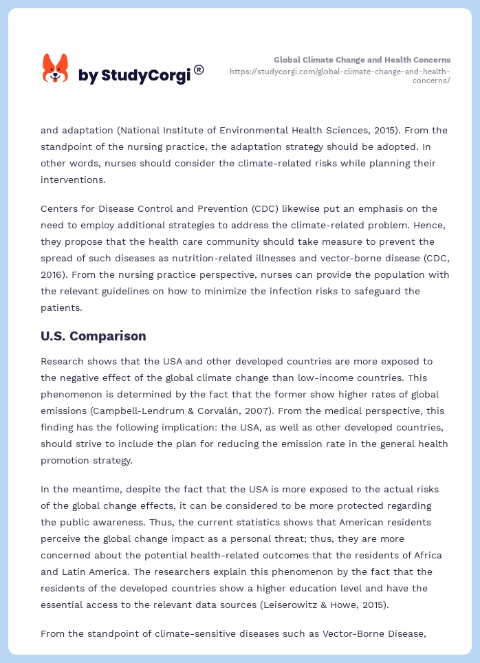 Global Climate Change and Health Concerns. Page 2
