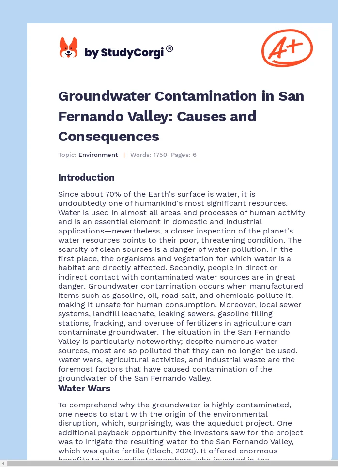 Groundwater Contamination in San Fernando Valley: Causes and Consequences. Page 1