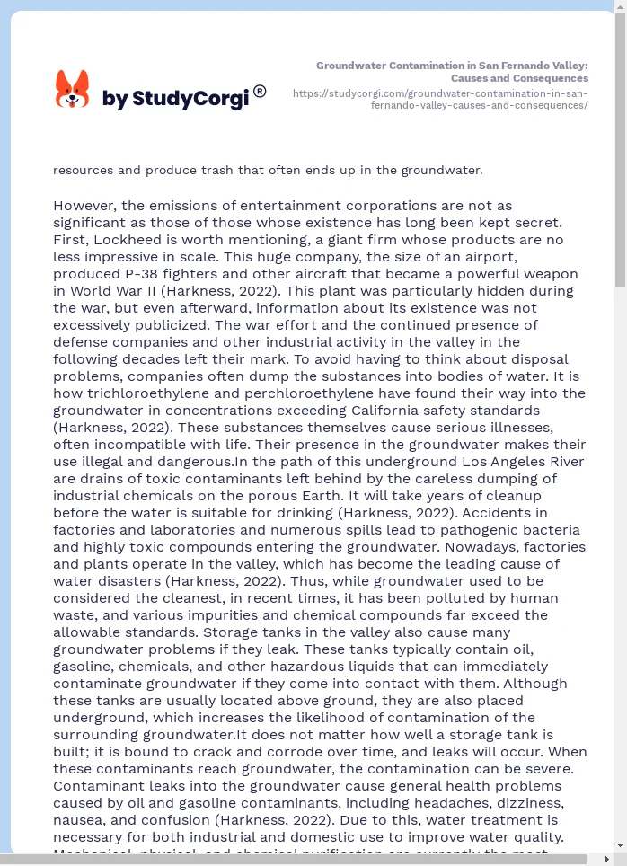 Groundwater Contamination in San Fernando Valley: Causes and Consequences. Page 2