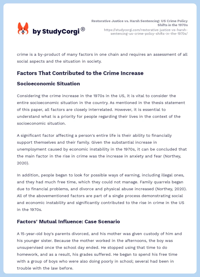 Restorative Justice vs. Harsh Sentencing: US Crime Policy Shifts in the 1970s. Page 2