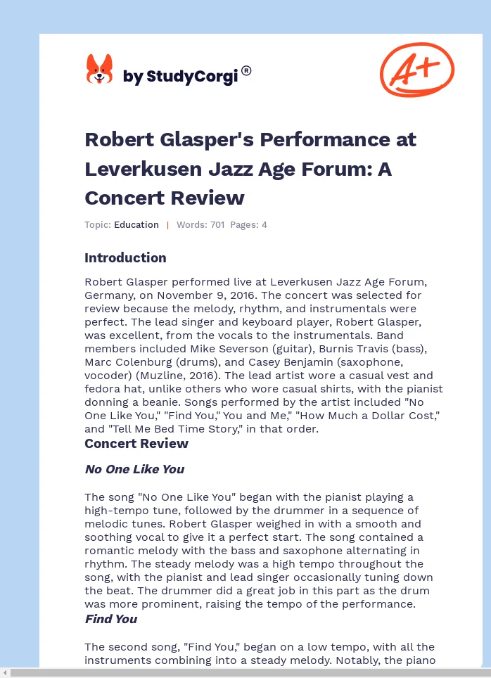 Robert Glasper's Performance at Leverkusen Jazz Age Forum: A Concert Review. Page 1
