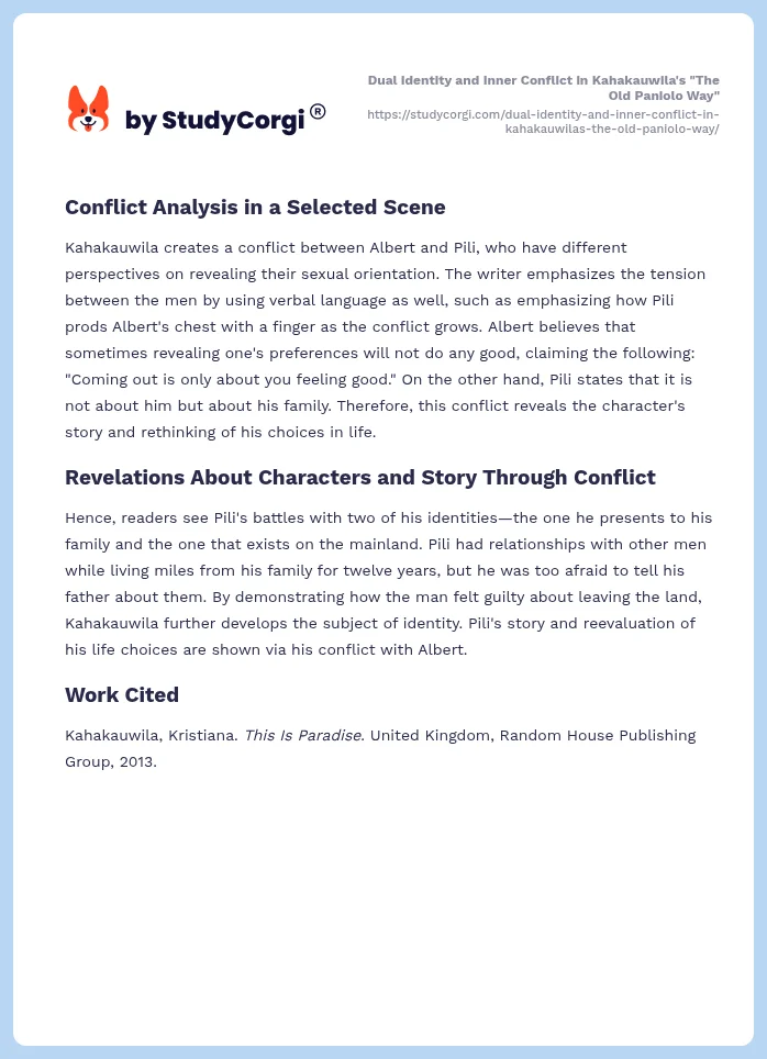 Dual Identity and Inner Conflict in Kahakauwila's "The Old Paniolo Way". Page 2