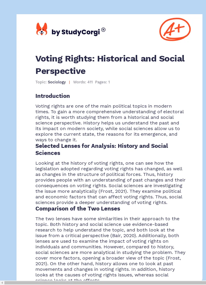 Voting Rights: Historical and Social Perspective. Page 1