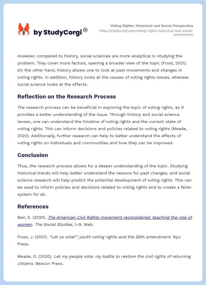 Voting Rights: Historical and Social Perspective. Page 2