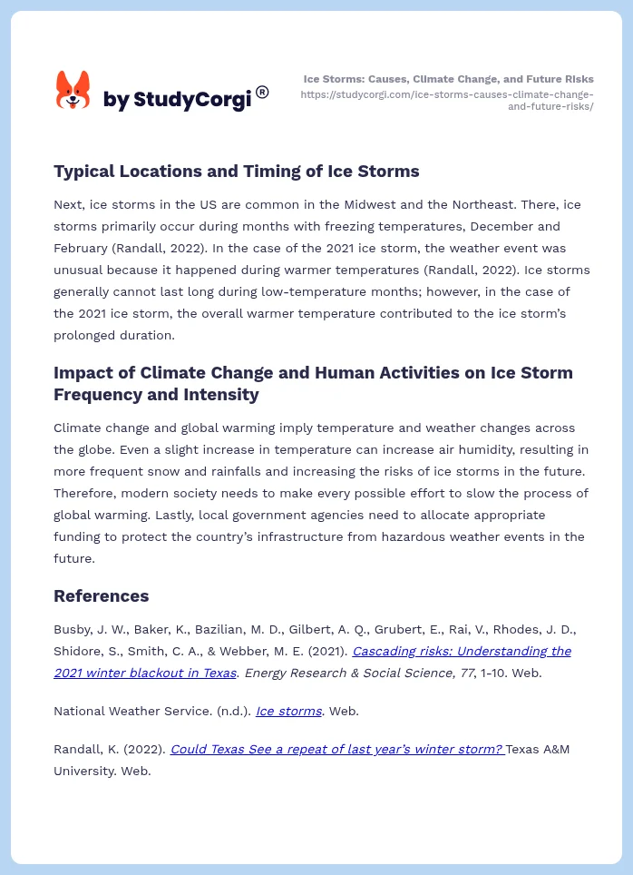 Ice Storms: Causes, Climate Change, and Future Risks. Page 2