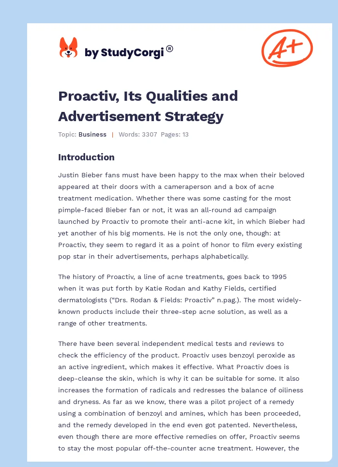 Proactiv, Its Qualities and Advertisement Strategy. Page 1