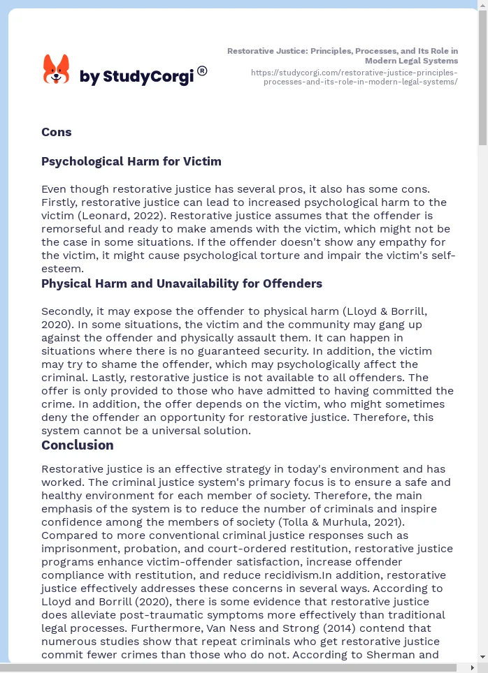 Restorative Justice: Principles, Processes, and Its Role in Modern Legal Systems. Page 2