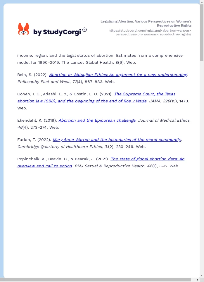 Legalizing Abortion: Various Perspectives on Women's Reproductive Rights. Page 2