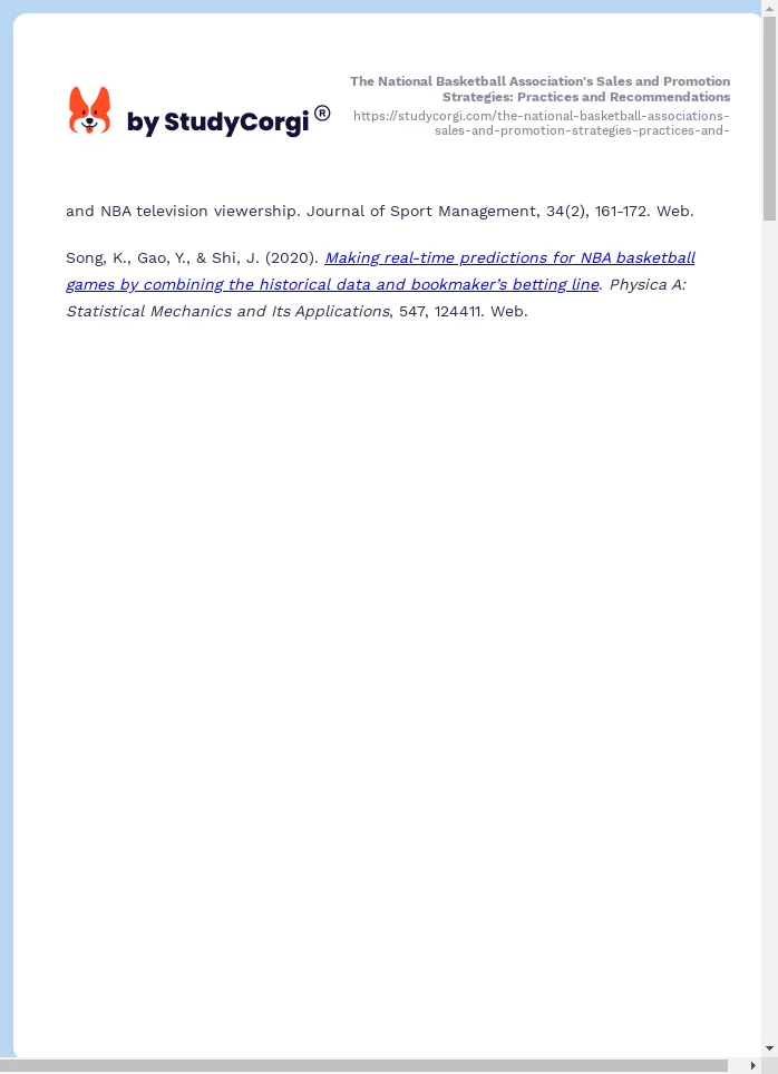 The National Basketball Association's Sales and Promotion Strategies: Practices and Recommendations. Page 2