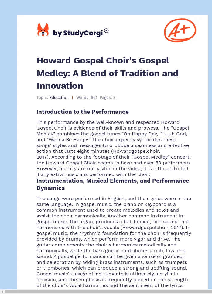 Howard Gospel Choir's Gospel Medley: A Blend of Tradition and Innovation. Page 1