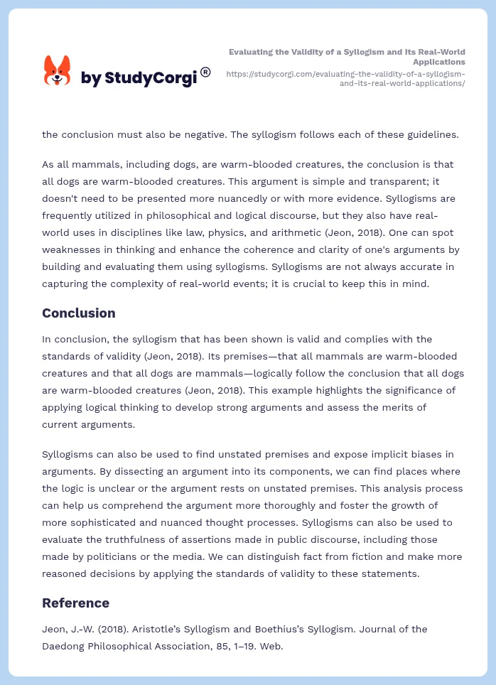 Evaluating the Validity of a Syllogism and Its Real-World Applications. Page 2