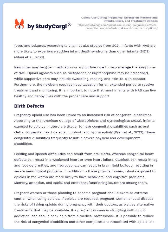 Opioid Use During Pregnancy: Effects on Mothers and Infants, Risks, and Treatment Options. Page 2