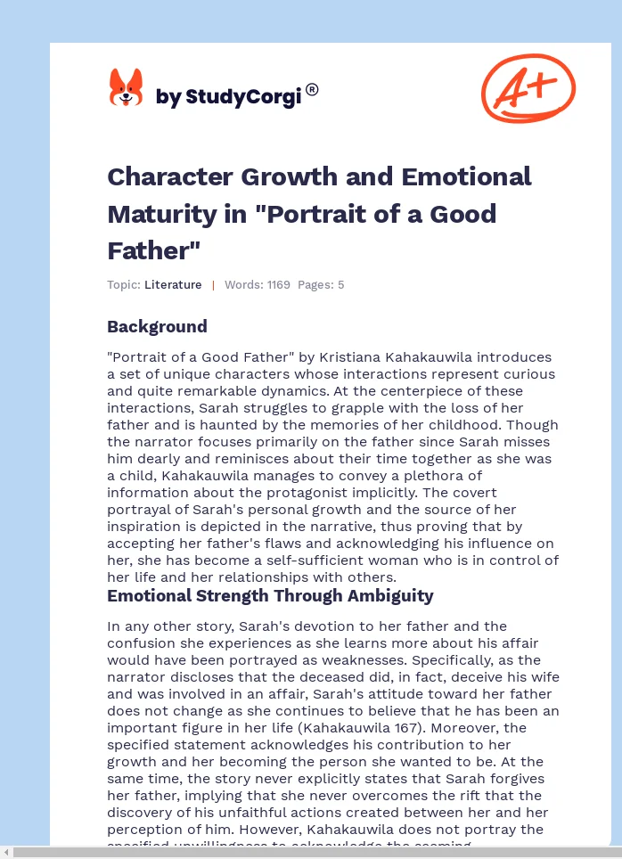 Character Growth and Emotional Maturity in "Portrait of a Good Father". Page 1