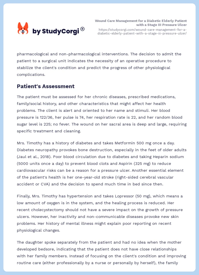 Wound Care Management for a Diabetic Elderly Patient with a Stage III Pressure Ulcer. Page 2