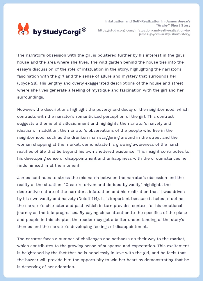 Infatuation and Self-Realization in James Joyce’s “Araby” Short Story. Page 2