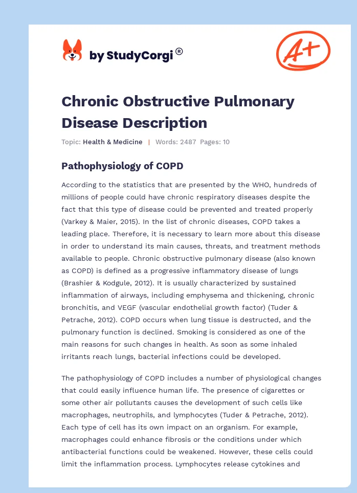 Chronic Obstructive Pulmonary Disease Description. Page 1