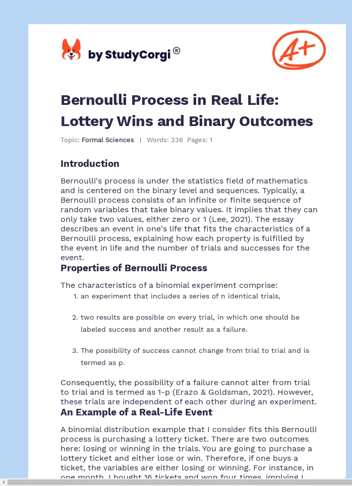 Bernoulli Process in Real Life: Lottery Wins and Binary Outcomes. Page 1