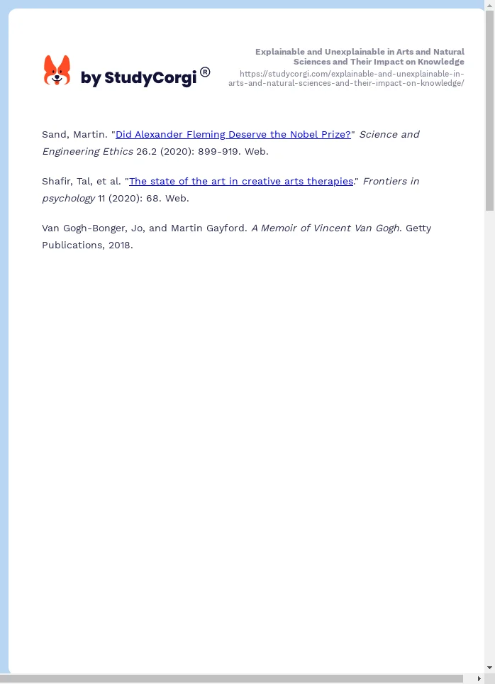 Explainable and Unexplainable in Arts and Natural Sciences and Their Impact on Knowledge. Page 2
