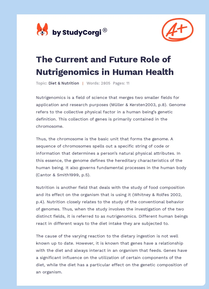 The Current and Future Role of Nutrigenomics in Human Health. Page 1