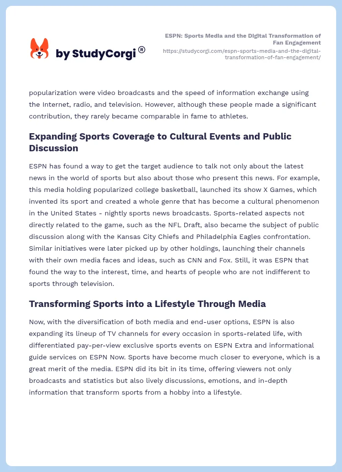 ESPN: Sports Media and the Digital Transformation of Fan Engagement. Page 2